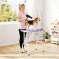 Charger l'image dans la visionneuse de la galerie, 32in Foldable Dog Grooming Table for Small Medium Dogs, Pet Grooming Table for Cats Puppies with Adjustable Arm, Noose and Non-Slip Surface, Purple
