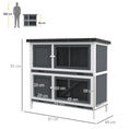 Load image into Gallery viewer, Rabbit Hutch  Guinea Pig Hutch Double Decker Pet Cage with Openable Roof, Divider, Ramp for Outdoor 100 x 47 x 91cm, Grey
