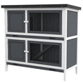 Load image into Gallery viewer, Solid Wood Rabbit/Bunny Hutch with 2 Large Main Rooms, Protection from UV Rays and Water, and Firm Cage, Grey
