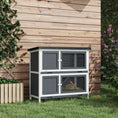 Load image into Gallery viewer, Solid Wood Rabbit/Bunny Hutch with 2 Large Main Rooms, Protection from UV Rays and Water, and Firm Cage, Grey
