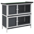 Load image into Gallery viewer, Solid Wood Rabbit/Bunny Hutch with 2 Large Main Rooms, Protection from UV Rays and Water, and Firm Cage, Grey

