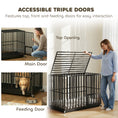 Load image into Gallery viewer, Heavy Duty Dog Crate, Dog Cage with Wheels for Extra Large Breeds, Metal Pet Crate with Removable Tray and 3 Doors for Indoor & Outdoor, 107 x 69 x 81 cm, Black
