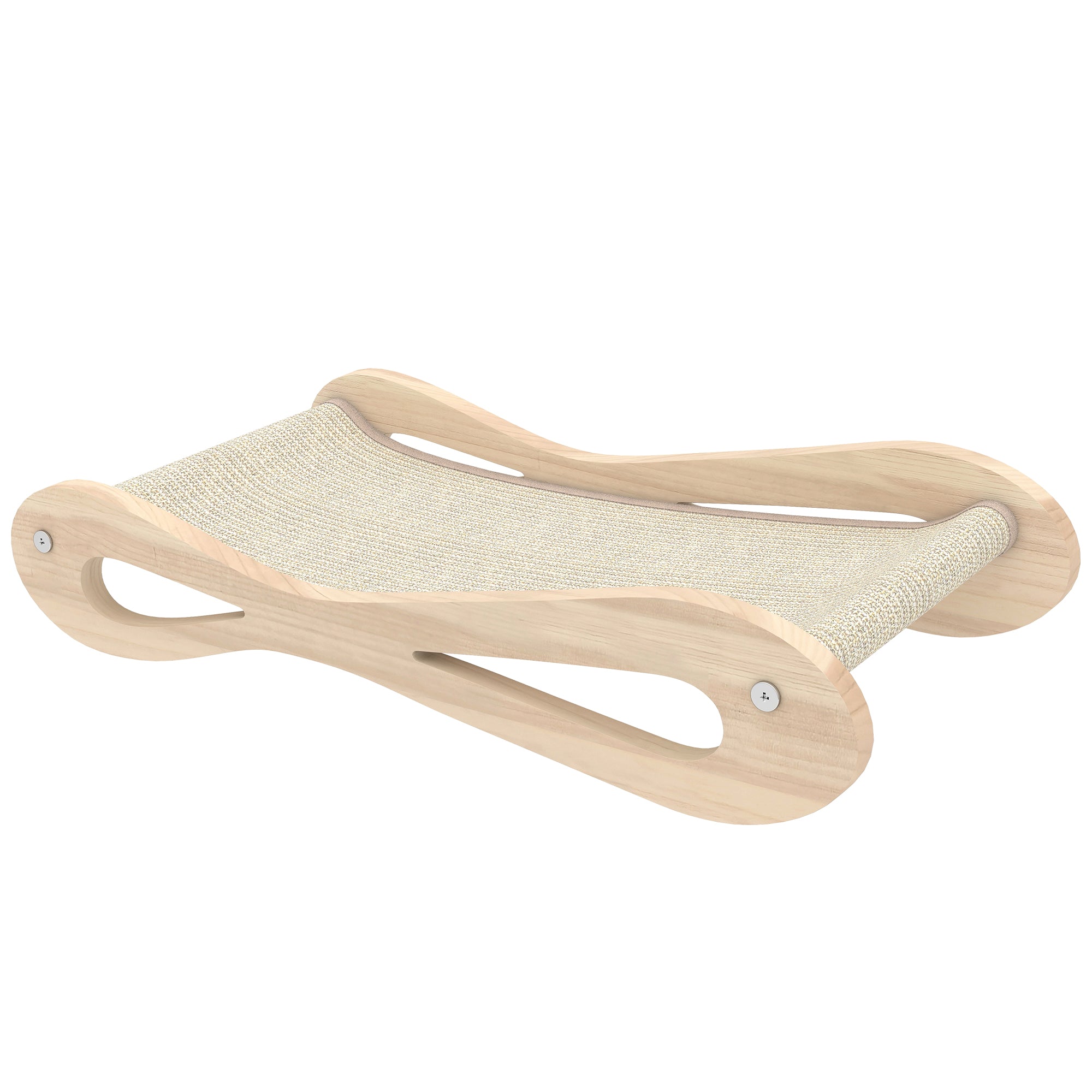 2 in 1 Sisal Cat Scratcher Bed, Pine Wood Cat Scratching Board and Lounger for Indoor Pets, Anti-Slip Pet Furniture, 60 x 35 x 13 cm, Cream White