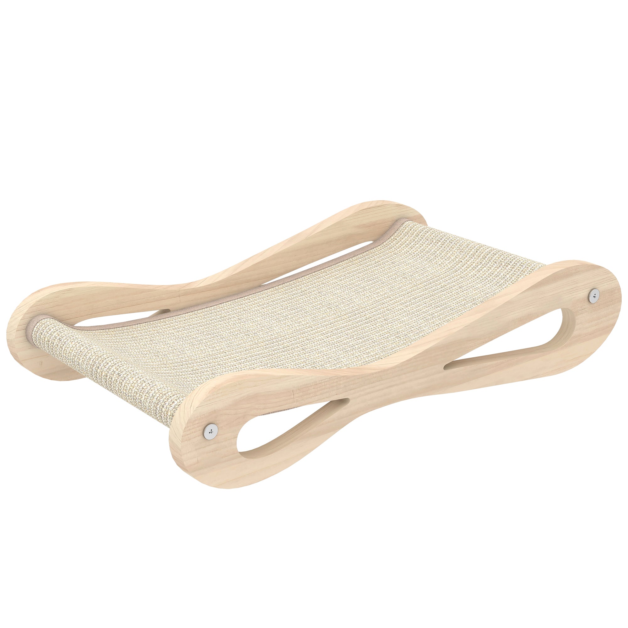2 in 1 Sisal Cat Scratcher Bed, Pine Wood Cat Scratching Board and Lounger for Indoor Pets, Anti-Slip Pet Furniture, 60 x 35 x 13 cm, Cream White