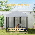 Load image into Gallery viewer, 6' x 6' x 6' Outdoor Dog Kennel, Lockable Dog Run Crate with Rotating & Adjustable Bowls, Waterproof UV-Resistant Cover, Welded Wire Steel Fence for Large Dogs, Silver
