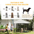 Load image into Gallery viewer, 6' x 6' x 6' Outdoor Dog Kennel, Lockable Dog Run Crate with Rotating & Adjustable Bowls, Waterproof UV-Resistant Cover, Welded Wire Steel Fence for Large Dogs, Silver
