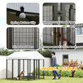 Load image into Gallery viewer, 6' x 6' x 6' Outdoor Dog Kennel, Lockable Dog Run Crate with Rotating & Adjustable Bowls, Waterproof UV-Resistant Cover, Welded Wire Steel Fence for Large Dogs, Silver
