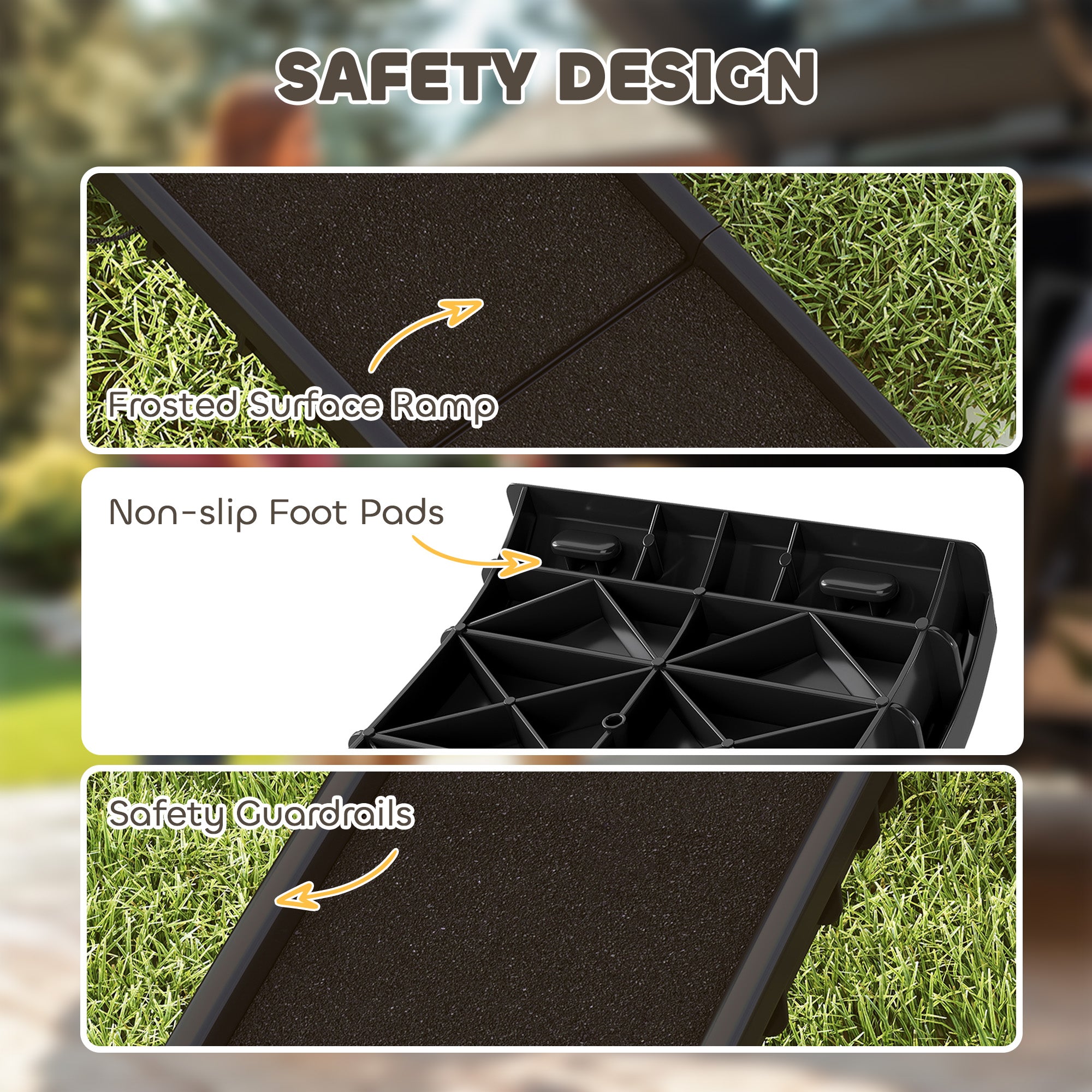Folding Dog Ramp for Car, Truck, SUV, 61 Inches Portable Pet Ramp with Frosted Surface, Non Slip with Raised Side Rails