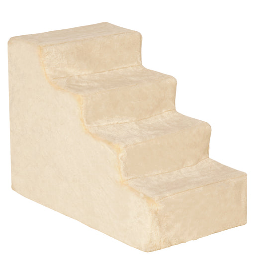 Pet Steps Ladder for Cats and Dogs, Pet Stairs, Ladder for Climbing on Bed, Sofa with Removable Cover, Beige