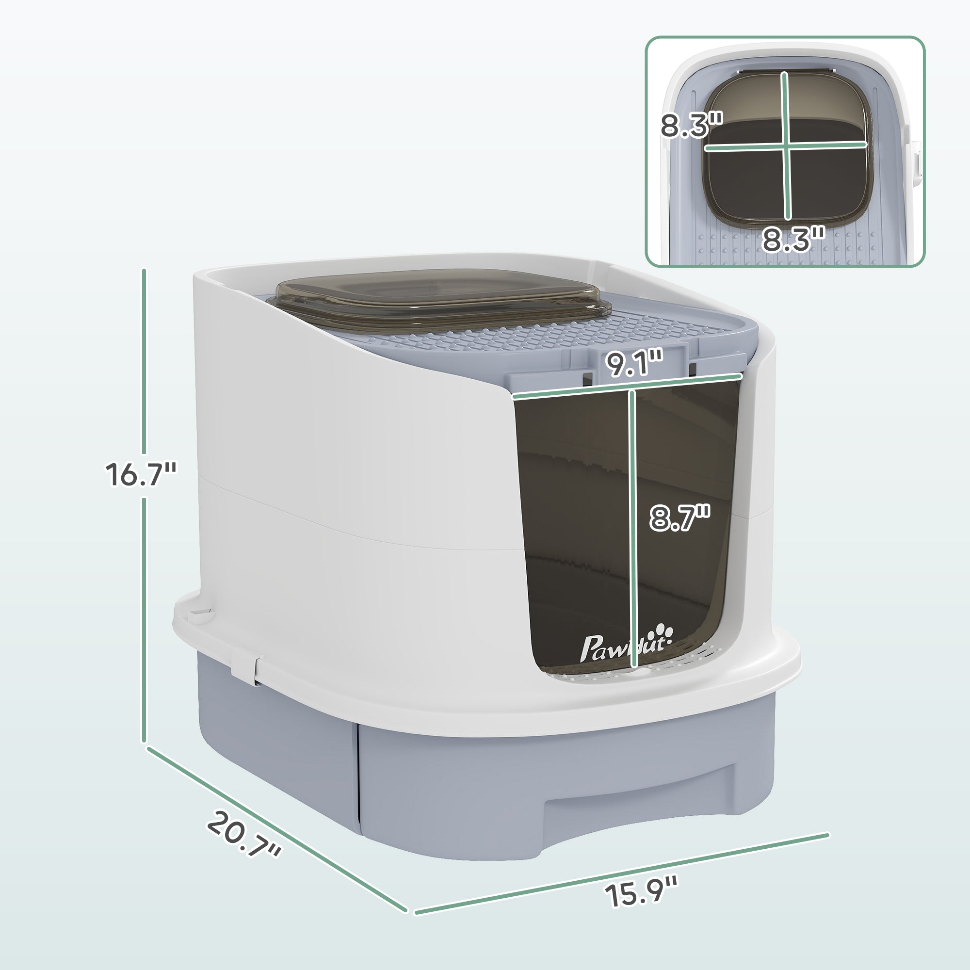 Covered Cat Litter Box with Lid, Drawer, Scoop, Top Entry, Deodorizing Bags, Odor Control, Easy to Clean