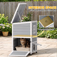 Load image into Gallery viewer, Wooden Cat House 2-Floor Outdoor Kitten Shelter with 3 Doors and Window Grey
