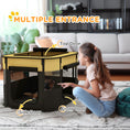 Load image into Gallery viewer, Dog Pen, Pet Playpen, Portable Foldable Dog Cat Playpen Soft Pet Cage with Storage Bag for Puppies, Rabbits, Kittens, Guinea Pigs, 84 x 64 x 53cm - Yellow
