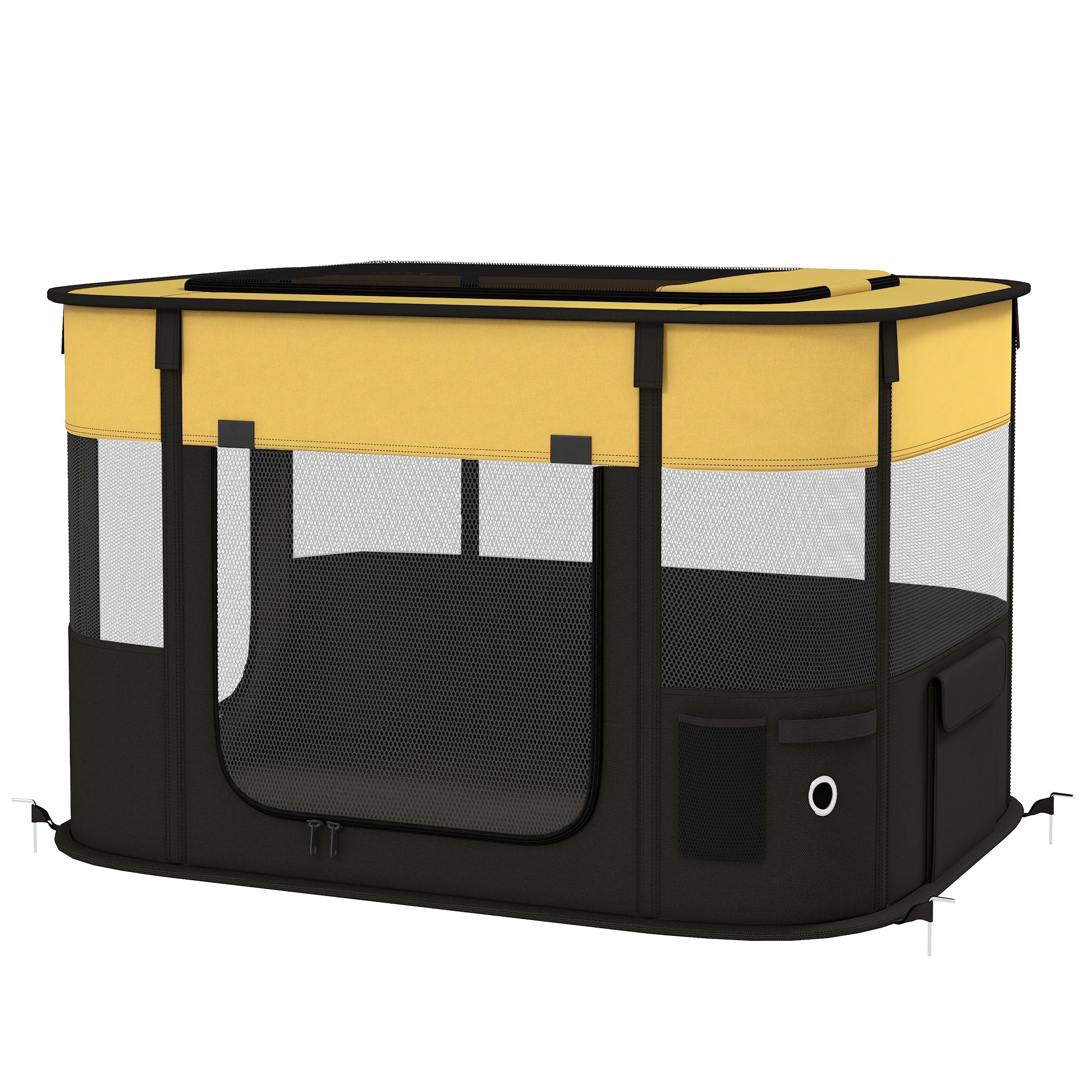Dog Pen, Pet Playpen, Portable Foldable Dog Cat Playpen Soft Pet Cage with Storage Bag for Puppies, Rabbits, Kittens, Guinea Pigs, 84 x 64 x 53cm - Yellow