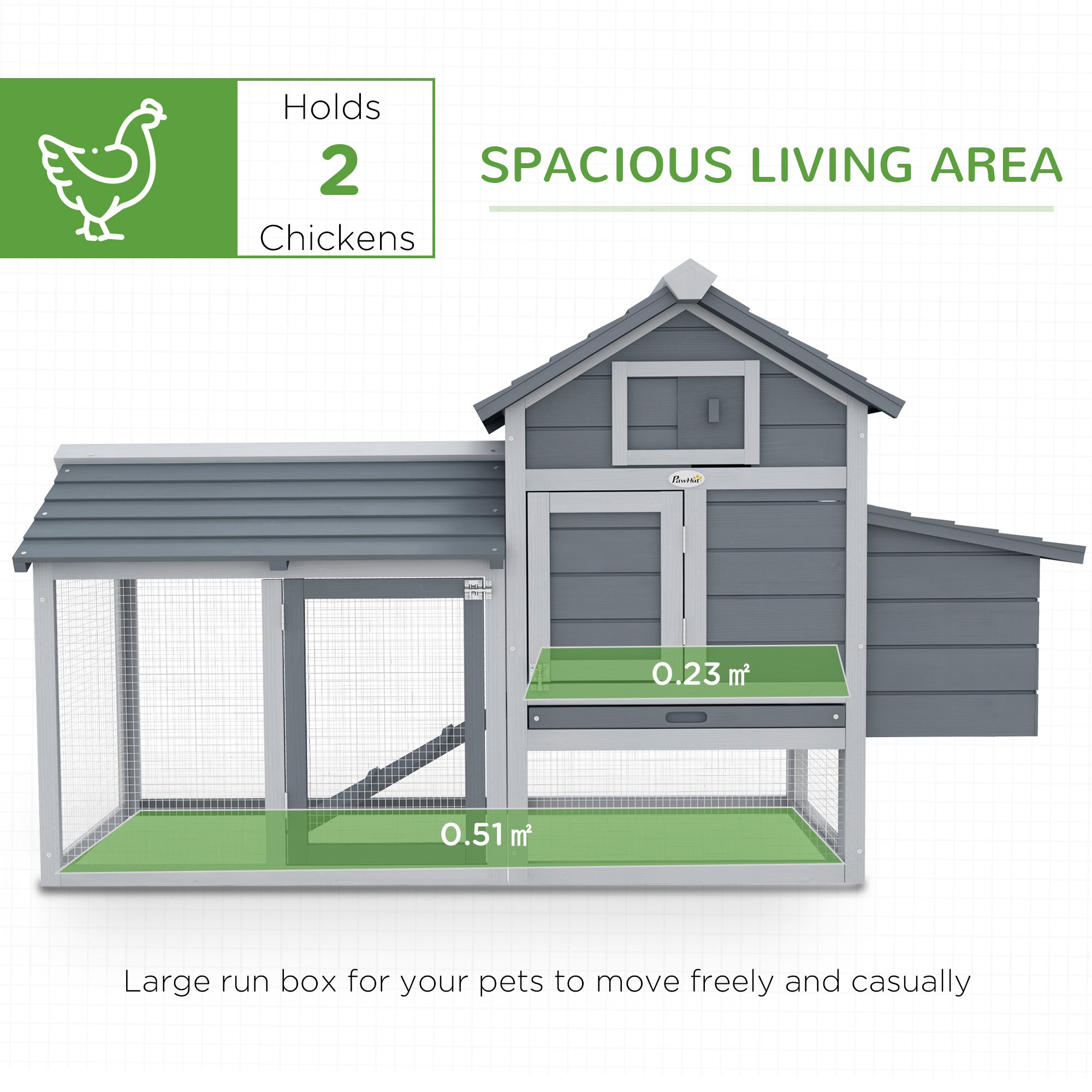 Small Chicken Coop with Run Hen House Poultry Coops Cages Nesting Box Grey 150.5 x 54 x 87cm