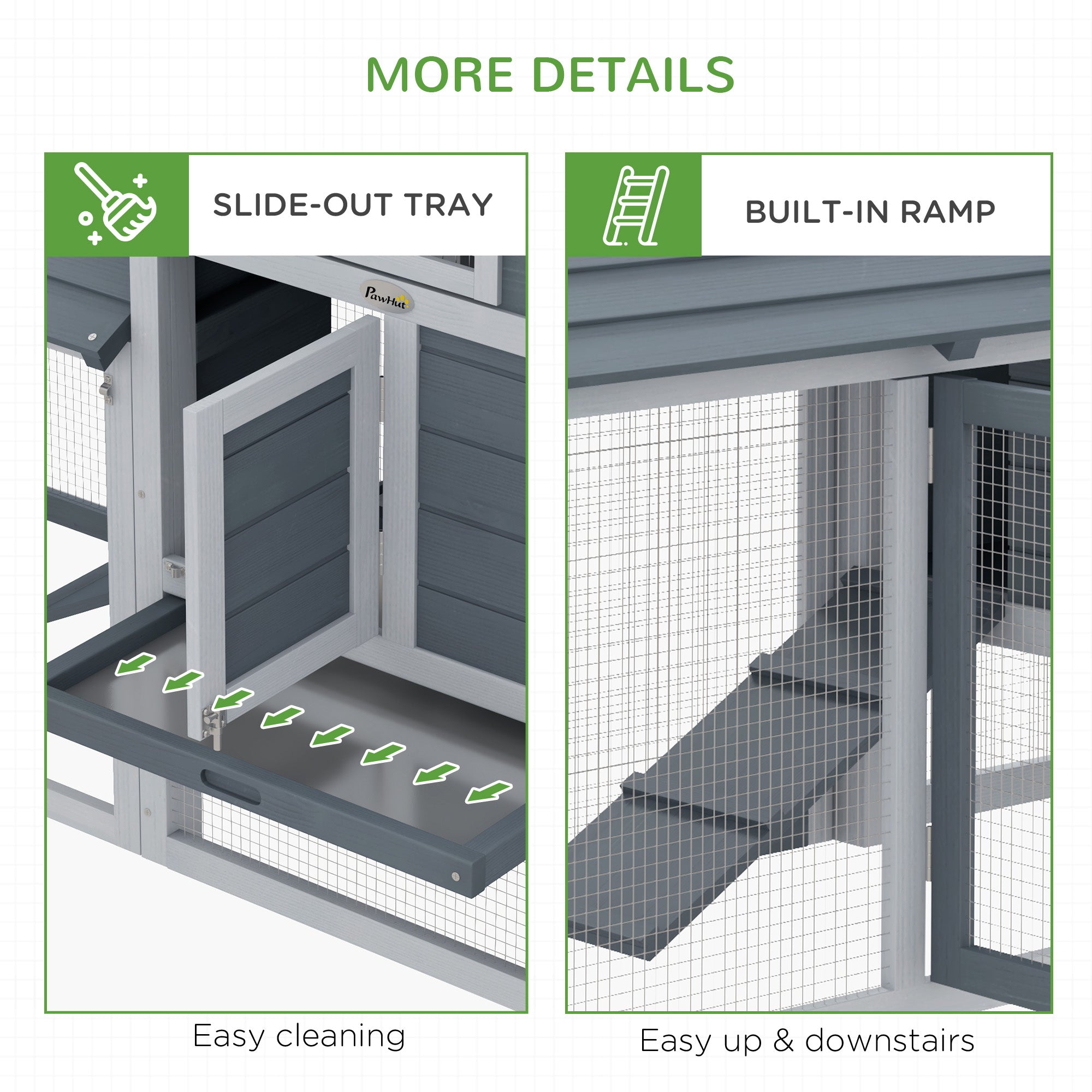 Small Chicken Coop with Run Hen House Poultry Coops Cages Nesting Box Grey 150.5 x 54 x 87cm