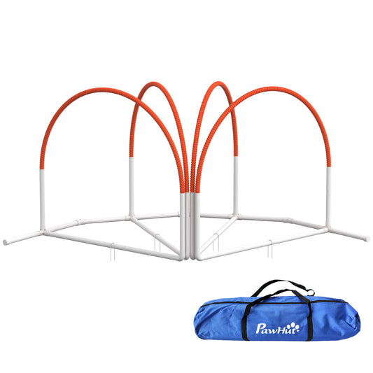 Dog Agility Equipment Set, Dog Agility Training Equipment for Dogs with Oxford Carry Bag, 4 PCS Weave Poles, Dog Obstacle Course, Pet Outdoor Games, Orange