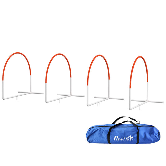 Dog Agility Equipment Set, Dog Agility Training Equipment for Dogs with Oxford Carry Bag, 4 PCS Weave Poles, Dog Obstacle Course, Pet Outdoor Games, Orange