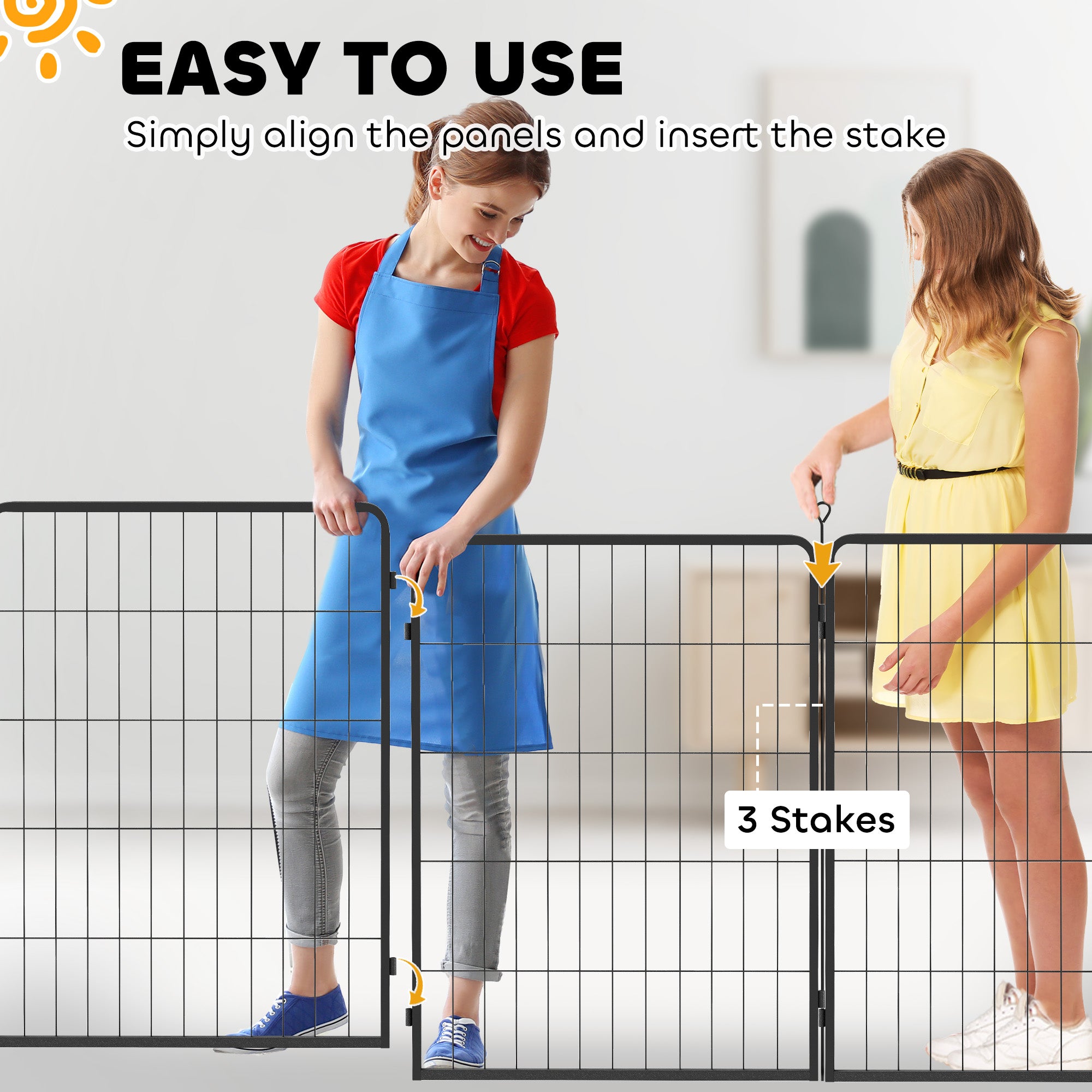 Dog Pen, 2 Panel Puppy Pen, Portable, Detachable, For Large Dogs, 100cm Tall, Black