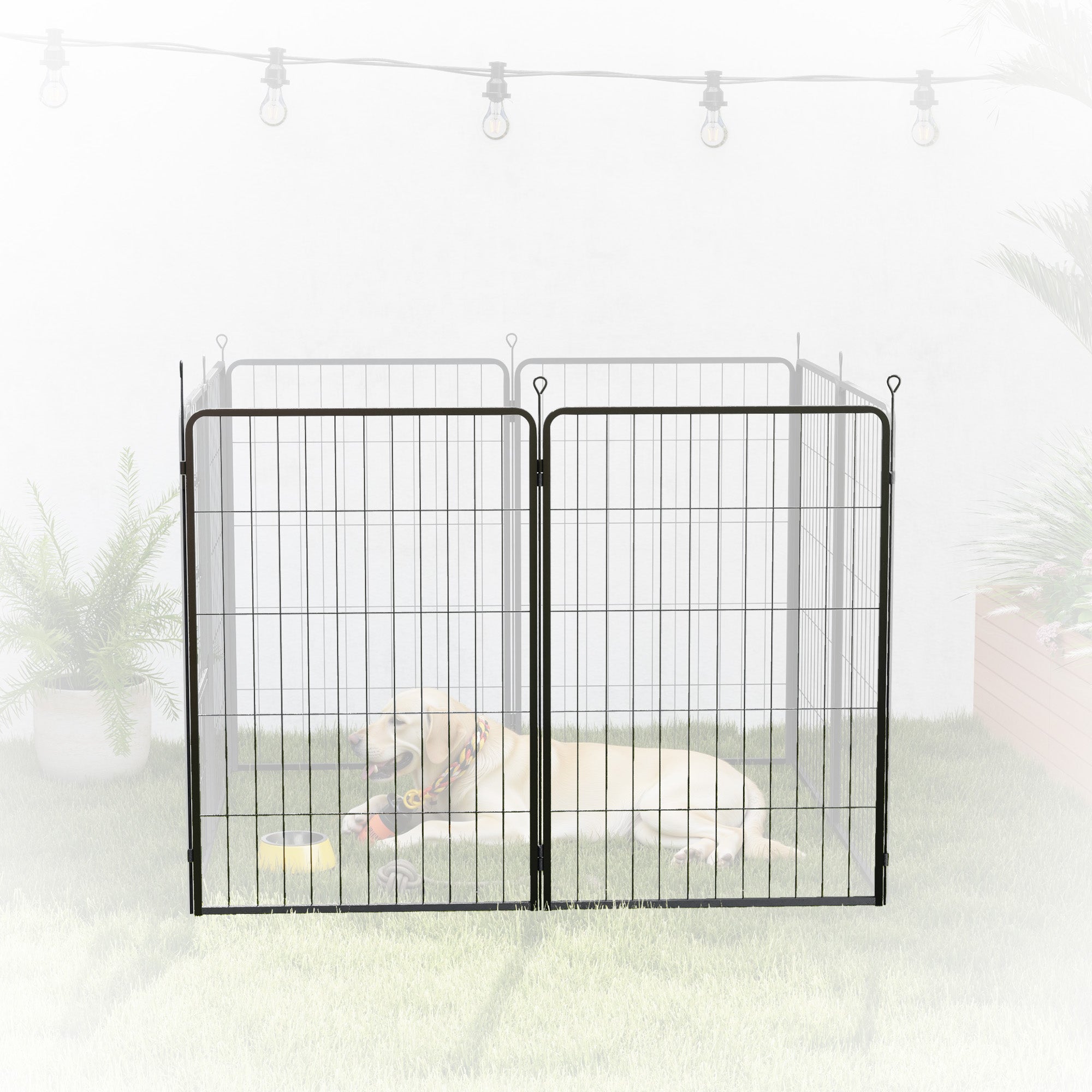 Dog Pen, 2 Panel Puppy Pen, Portable, Detachable, For Large Dogs, 100cm Tall, Black