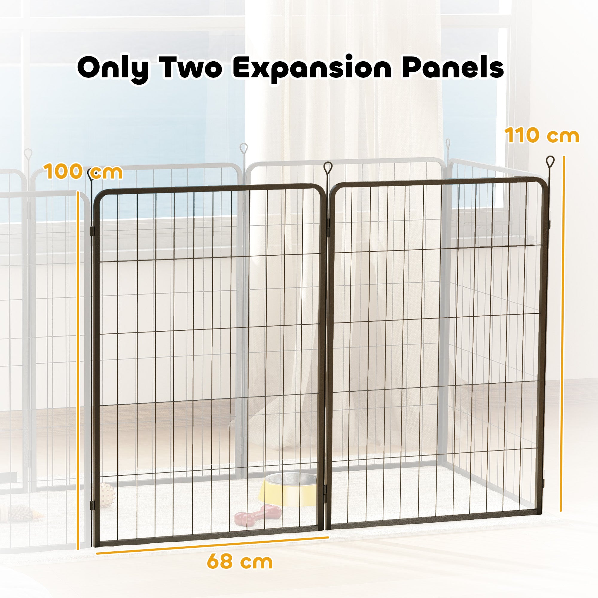 Dog Pen, 2 Panel Puppy Pen, Portable, Detachable, For Large Dogs, 100cm Tall, Black