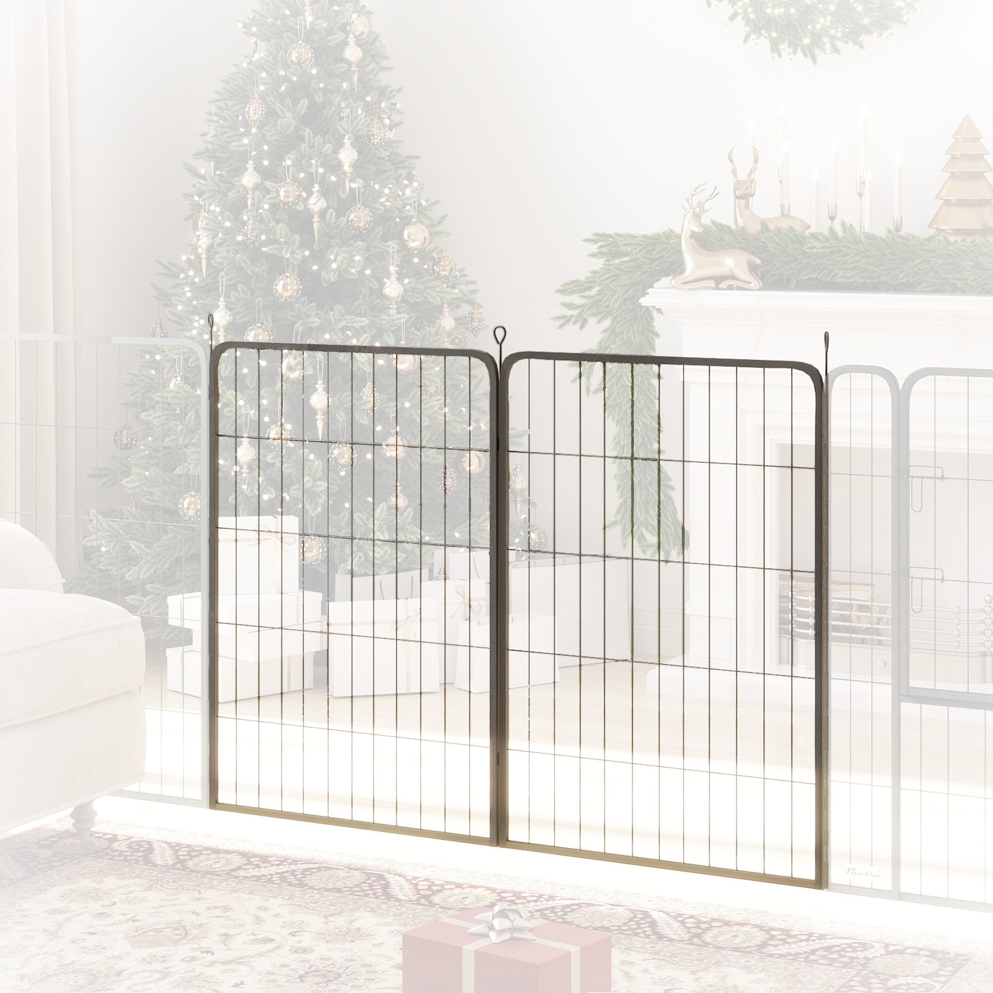 Dog Pen, 2 Panel Puppy Pen, Portable, Detachable, For Large Dogs, 100cm Tall, Black