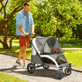 Load image into Gallery viewer, Dog Stroller, Easy Folding Pet Stroller for Large Dogs, Puppy Pram Pet Pushchair with 4 Big Wheels, Shock-Absorbing Frame, Safety Leashes, Brakes, Dark Grey
