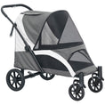 Load image into Gallery viewer, Dog Stroller, Easy Folding Pet Stroller for Large Dogs, Puppy Pram Pet Pushchair with 4 Big Wheels, Shock-Absorbing Frame, Safety Leashes, Brakes, Dark Grey
