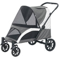 Load image into Gallery viewer, Dog Stroller, Easy Folding Pet Stroller for Large Dogs, Puppy Pram Pet Pushchair with 4 Big Wheels, Shock-Absorbing Frame, Safety Leashes, Brakes, Dark Grey

