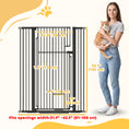 Load image into Gallery viewer, 53.1" Tall Pet Gate with Cat Door, 32"-42.5" Wide Adjustable Pressure Mounted Dog Gate for Doorways, Hallways, Stairs, Includes 2 Extensions, No Drilling, Black
