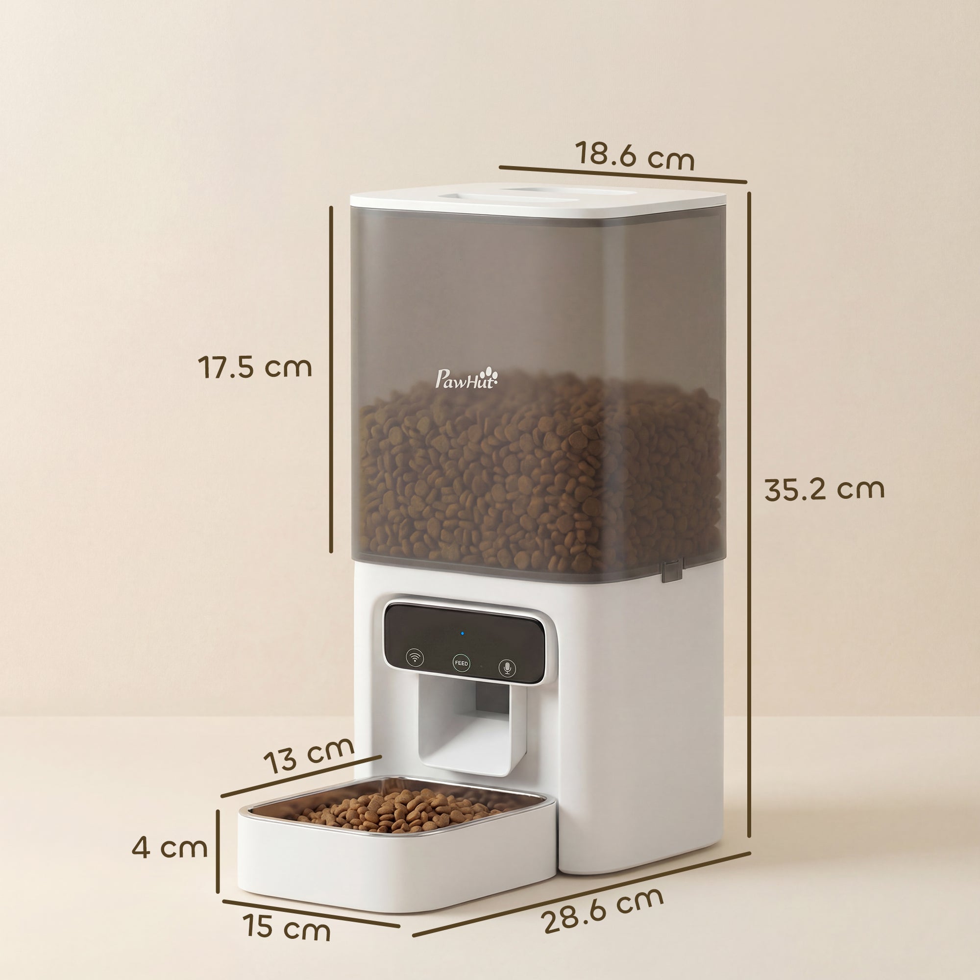 Automatic Cat Feeder w/ Stainless Steel Bowl, 4.5L WiFi Cat Food Dispenser with Timer Up to 10 Meals, Voice Recorder, Programmable Auto Pet Feeder with Portion Control, for Multi-Kittens