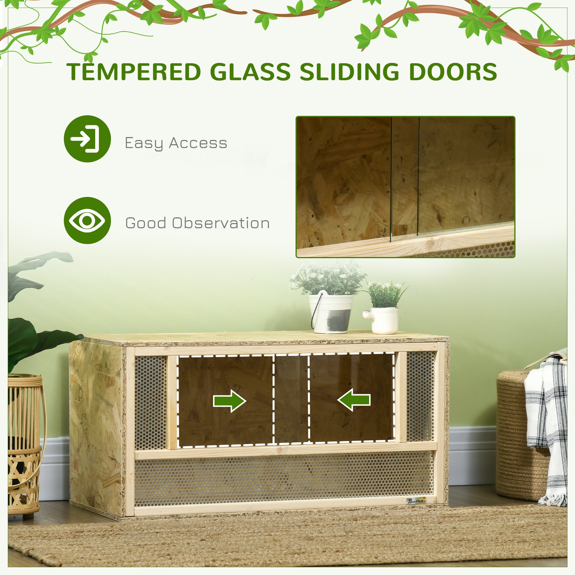 34 Gallon Reptile Terrarium, 31.5" x 16" x 16" Reptile Tank with Sliding Door,  Jumping Spider Enclosure for Chameleon, Lizard, Snake, Frog, Turtle