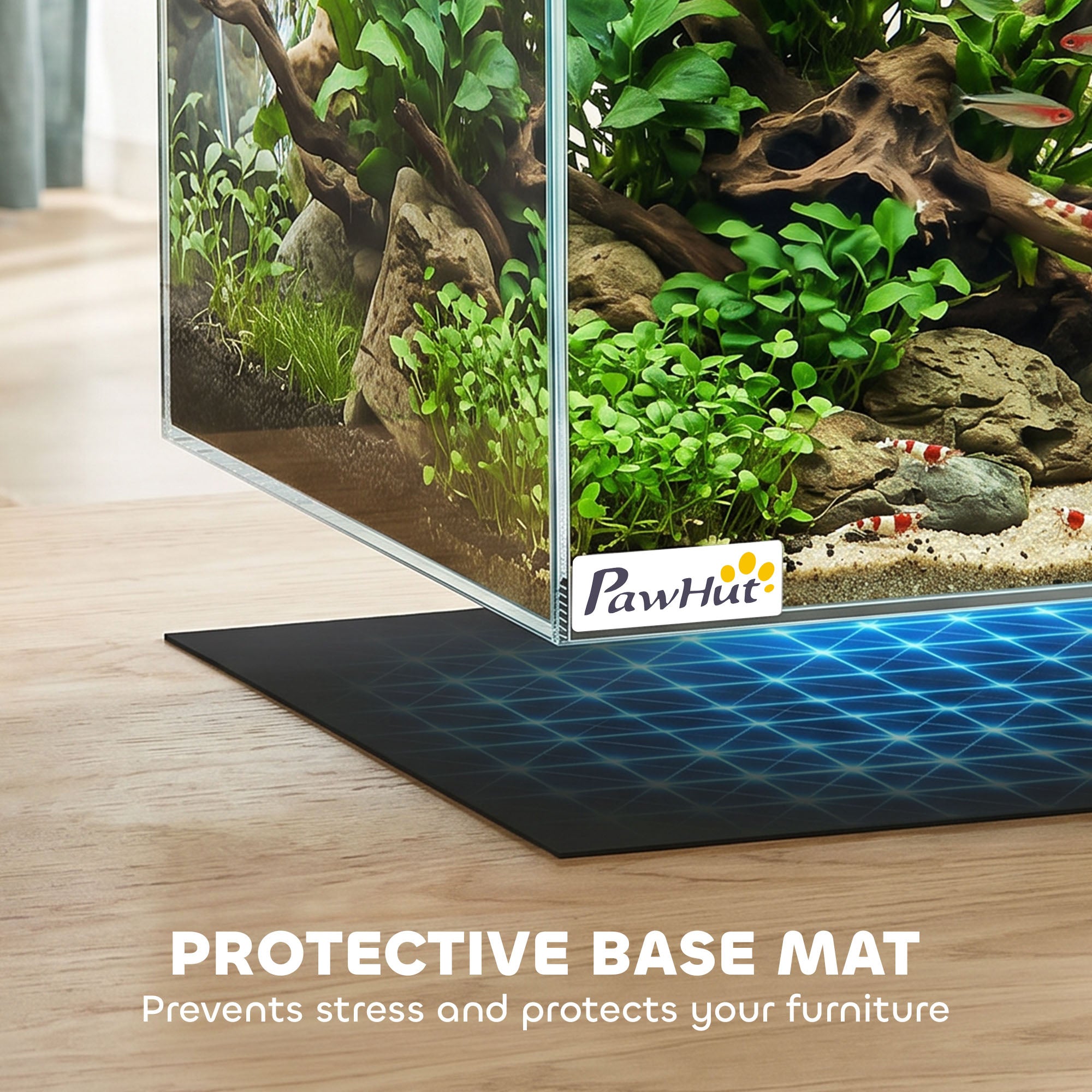 51L Fish Tank, Glass Aquarium, Small Fish Tank with Protective Base Mat, for Shrimps, Turtles, Transparent, 60 x 30 x 30 cm