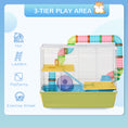 Load image into Gallery viewer, Hamster Cage, Small Animal House, 3-Level Guinea Pig Cage Gerbil Haven, Tunnel Tube System, with Water Bottle, Exercise Wheel, Food Dish, Ramps, Light Blue
