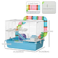 Load image into Gallery viewer, Hamster Cage, Small Animal House, 3-Level Guinea Pig Cage Gerbil Haven, Tunnel Tube System, with Water Bottle, Exercise Wheel, Food Dish, Ramps, Light Blue
