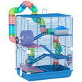 Load image into Gallery viewer, 5 Tier Hamster Cage, Gerbil Cage with Tube Exercise Wheels, Tunnel, Water Bottle, Dishes, Blue, 58H x 46L x 30Wcm
