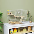 Load image into Gallery viewer, Hamster Cage, Transparent Small Animal House with Deep Bottom, Wooden Ramp, Hut, Bathroom and Exercise Wheel for Hamster and Gerbil, 23.2" L x 14" W x 18.5" H, Two Huts
