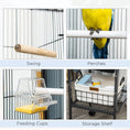 Load image into Gallery viewer, 45-inch Metal Indoor Bird Cage, Parrot Cage, Bird Aviary with Detachable Rolling Stand, Storage Basket, and Accessories - Black
