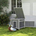 Load image into Gallery viewer, Wooden Duck House, Raised Poultry Coop with Ramp, Double Doors, Openable Asphalt Roof, Ventilation Holes, Removable Base, for 2-4 Ducks, Chickens, Geese, Light Grey
