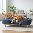 Load image into Gallery viewer, Dog Couch with Thick Cushion & Stable Pine Wood Legs, for Large-Sized Dogs, Dark Blue
