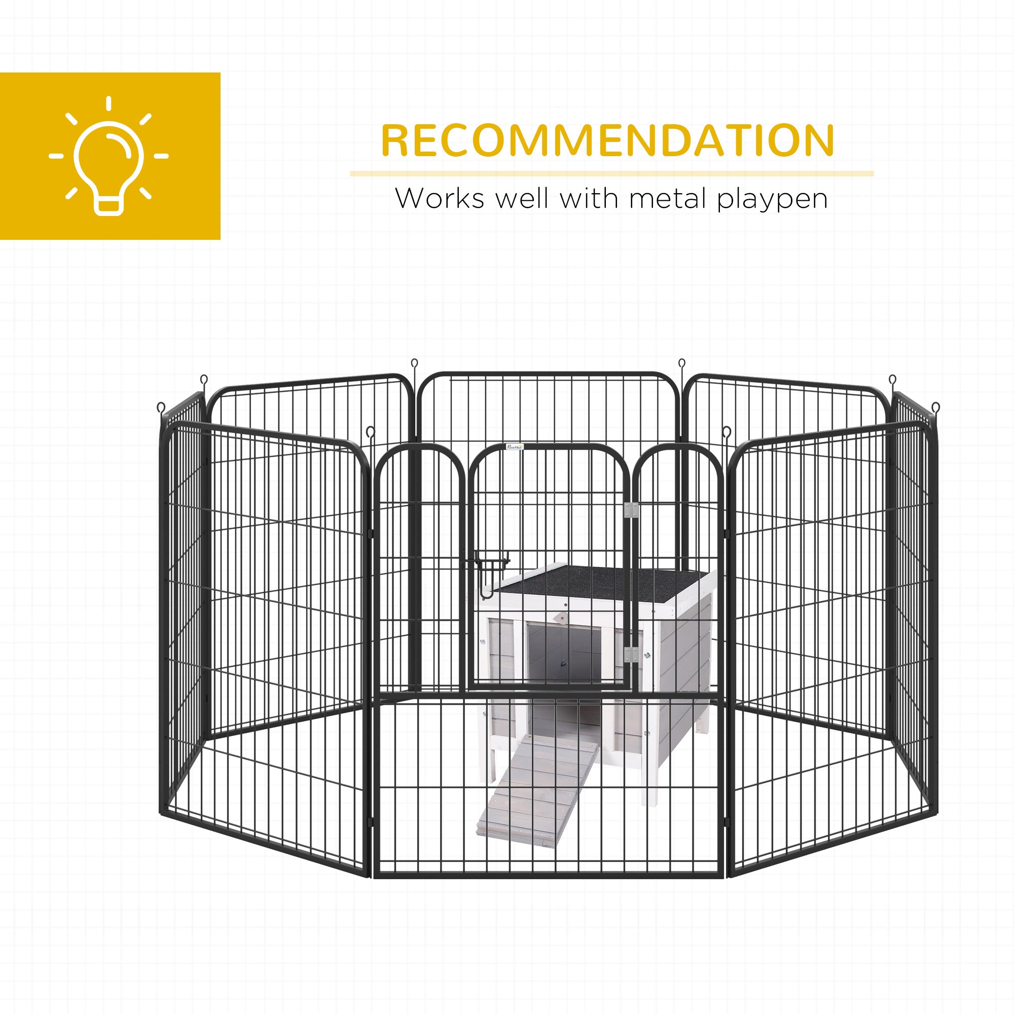 Wooden Rabbit Hutch Bunny Cage Outdoor Cat House Guinea Pig Cage Duck Shelter, Indoor Outdoor Use, 20"x16.5"x17", Grey