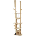 Load image into Gallery viewer, Floor to Ceiling Cat Tree, 89"-100" Adjustable Height Cactus Cat Climbing Tower for Indoor Cats with Grooming Brush Post, Cat Condo, Hammock, Sisal Scratching Posts, Brown
