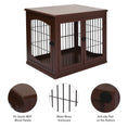Load image into Gallery viewer, 32" Wooden Dog Crate Furniture Dog Cage, Modern Side Table Pet Kennel with Double Lockable Door, 32" L x 23" W x 26" H, Brown

