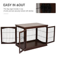 Load image into Gallery viewer, 32" Wooden Dog Crate Furniture Dog Cage, Modern Side Table Pet Kennel with Double Lockable Door, 32" L x 23" W x 26" H, Brown
