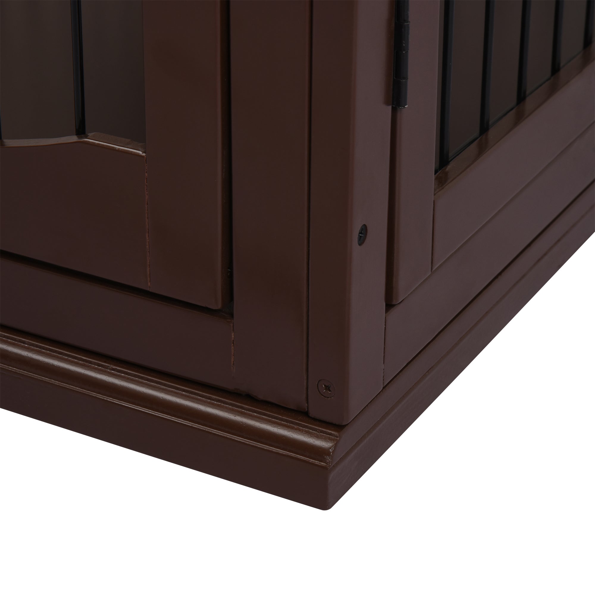 32" Wooden Dog Crate Furniture Dog Cage, Modern Side Table Pet Kennel with Double Lockable Door, 32" L x 23" W x 26" H, Brown