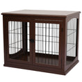 Load image into Gallery viewer, 32" Wooden Dog Crate Furniture Dog Cage, Modern Side Table Pet Kennel with Double Lockable Door, 32" L x 23" W x 26" H, Brown
