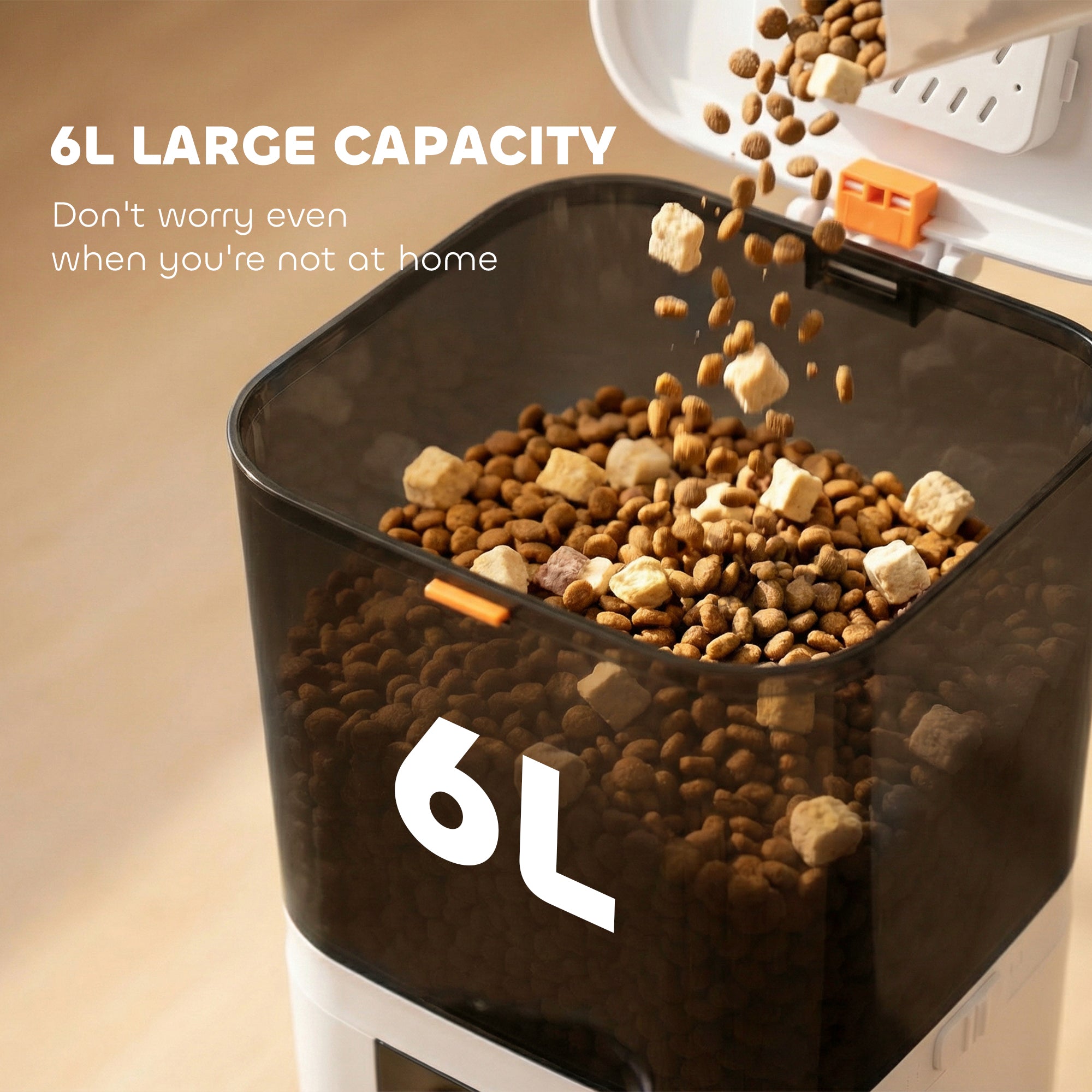 Automatic Cat Feeder, 6L/25 Cup Smart Cat Food Dispenser with App Control, Timed Pet Feeder with 1-10 Meals Per Day, 10s Voice Recorder, Dual Power Supply, Easy to Clean