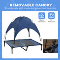 Load image into Gallery viewer, Raised Dog Bed Waterproof Elevated Pet Cot with Breathable Mesh UV Protection Canopy Blue, for Large Dogs, 92 x 76 x 90cm
