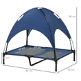 Load image into Gallery viewer, Raised Dog Bed Waterproof Elevated Pet Cot with Breathable Mesh UV Protection Canopy Blue, for Large Dogs, 92 x 76 x 90cm
