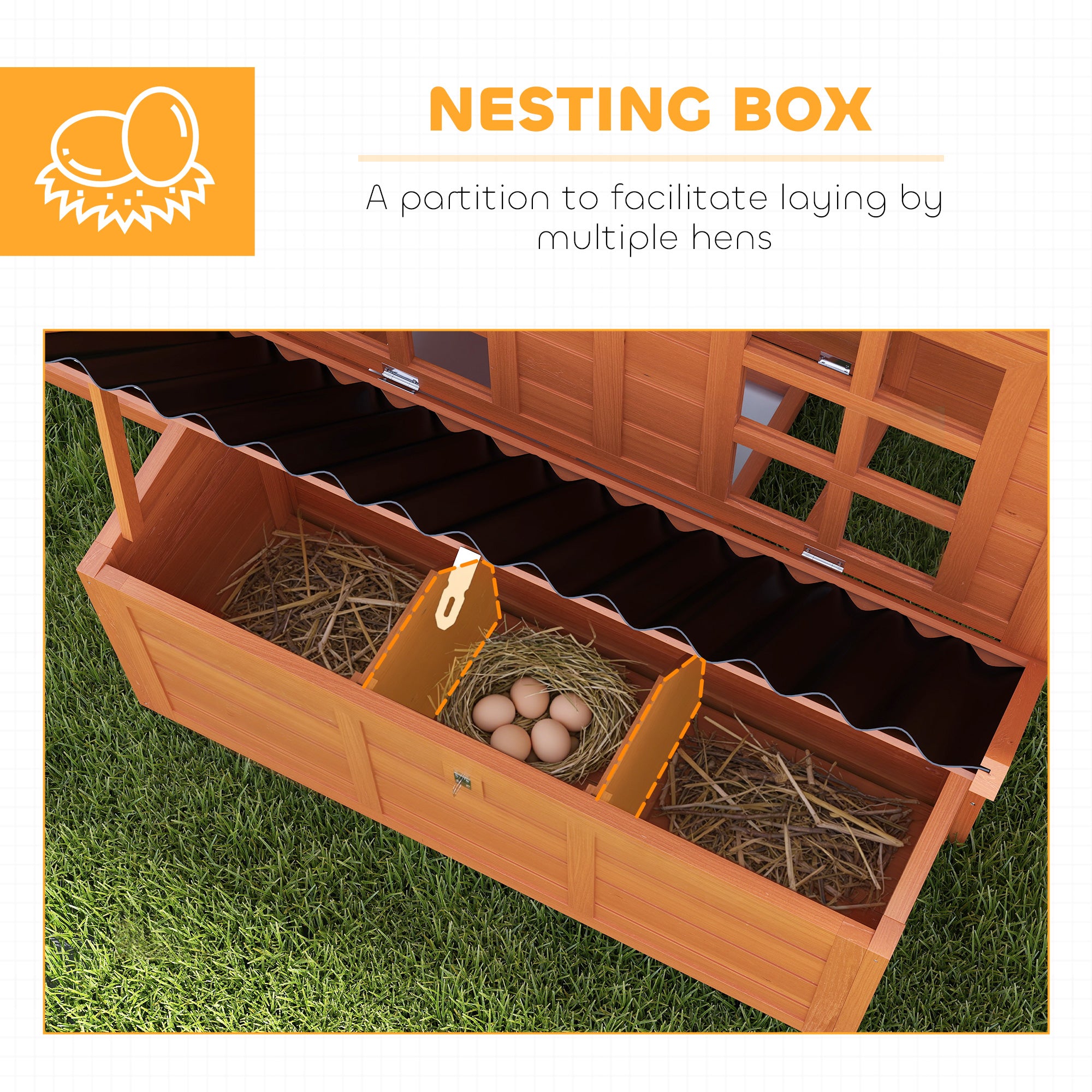 Wooden Chicken Coop, 39" Chicken House with Nesting Box, Pull-Out Tray, Waterproof Roof, Hen House Outdoor Poultry Cage for 2-4 Chickens, Rabbits, Small Animals, for Backyard, Orange