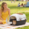 Load image into Gallery viewer, Plastic Cat Carrier, Transport Top Load Pet Carrier Travel Box for Small Dogs and Cats Max 4 KG, 49 x 32 x 31 cm, Steel Door, Feed Bowl, Secure Lock
